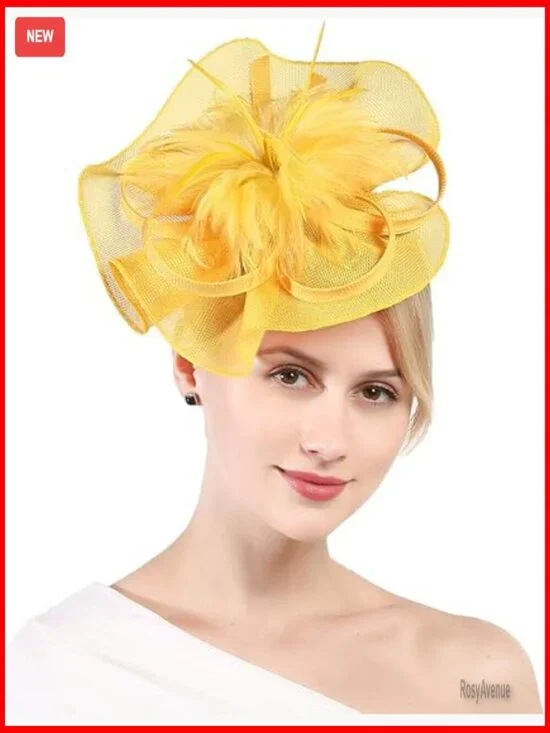 Vintage Floral Fascinator Headband with Feathers for Derby Wedding Tea Party