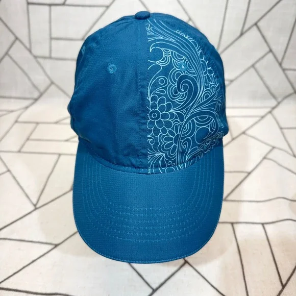 Headsweats Performance Running Hat OS Teal Blue Floral Paisley Adjustable Cap