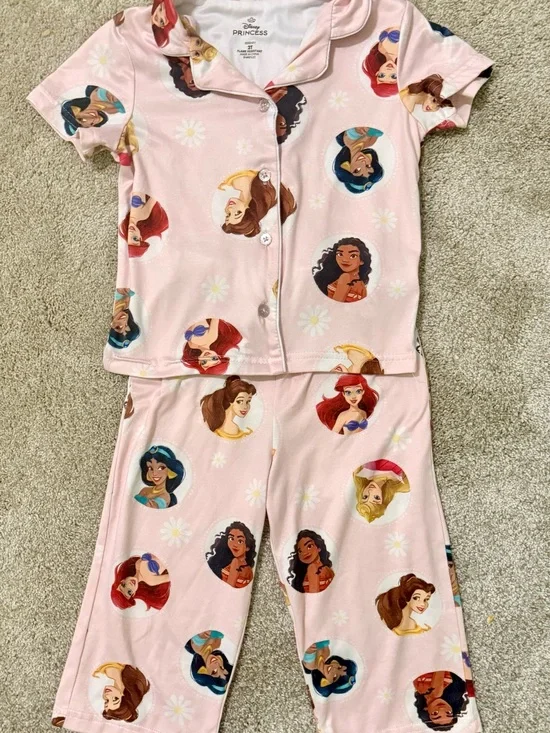 Disney Princess Pink Short-Sleeve Button Pajama Set