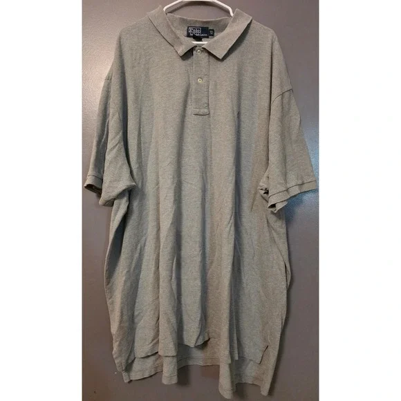 Polo Ralph Lauren Mens 6XL Big Grey Cotton Pique Short Sleeve Polo Pony Logo