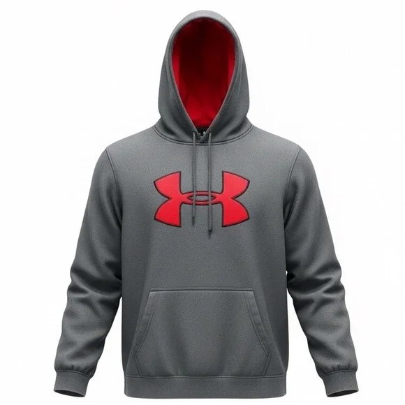 Under‎ Armour Mens Storm Hoodie Gray Red Logo Pullover Sweatshirt Medium Loose