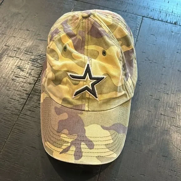 Vintage Houston Astros Star Camouflage Camo No Tag Adjustable Cap Hat​