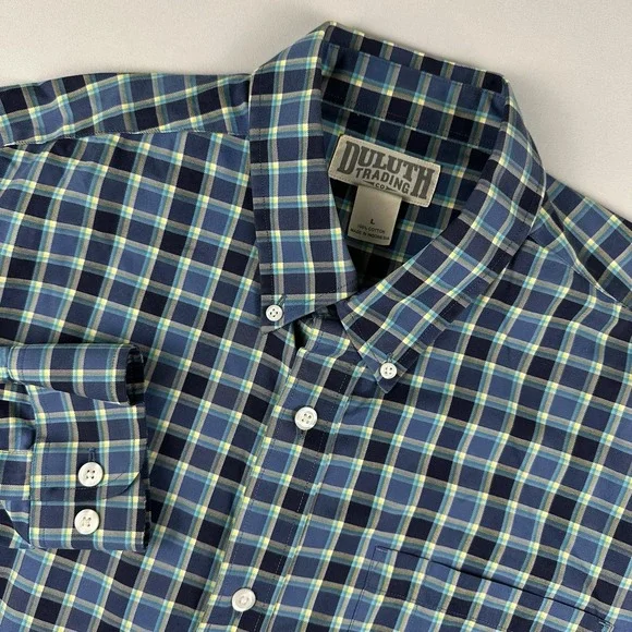 Duluth Trading Co Mens Large Multicolor Plaid Long‎ Sleeve Button Down Tartan