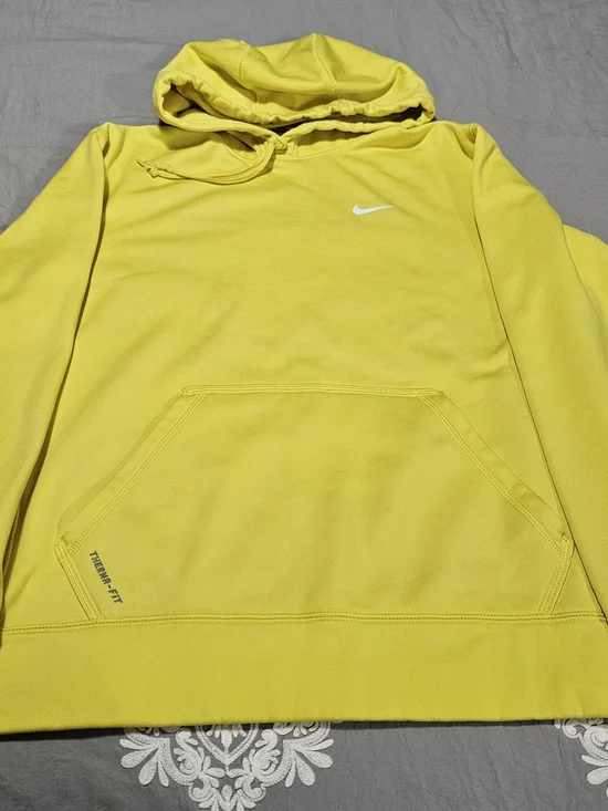 Nike Men’s Yellow Pullover Hoodie with White Swoosh