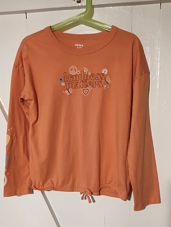 Carter's Orange 'Kindness Matters' Long-Sleeve Tee EUC Girl's 10.