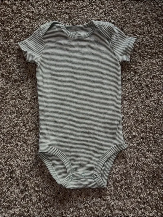 Striped Green Short-Sleeve Baby One-Piece
