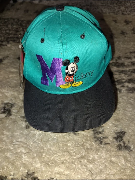 Disney Mickey Embroidered Teal & Black Snapback Cap