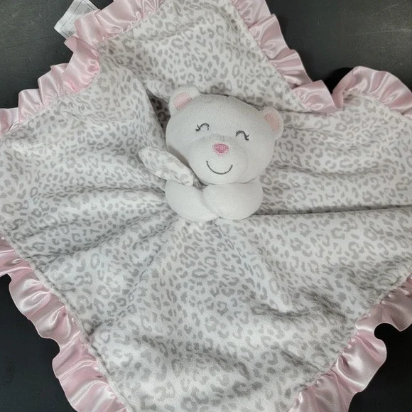 Carter's Teddy Bear Lovey Blanket Cheetah Leopard Print Baby‎ Girl Pink White