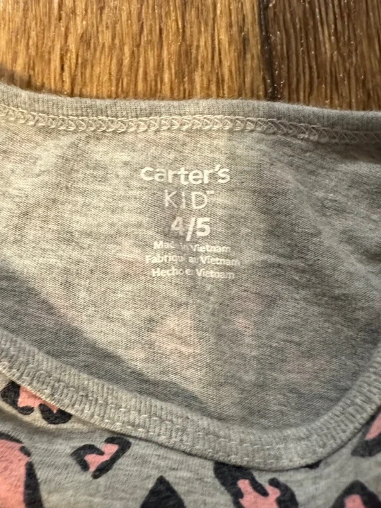 Carter's Gray Dress with Pink and Black Heart Print - size: 4/5