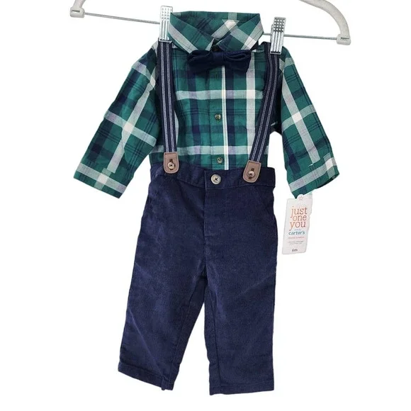 NWT Boys‎ Holiday Outfit Pants Button Down And Bowtie Size 6 Months Carters