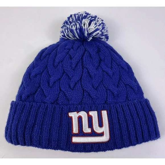 New Era NFL New York Giants Royal Blue Knit‎ Pom Beanie Women's