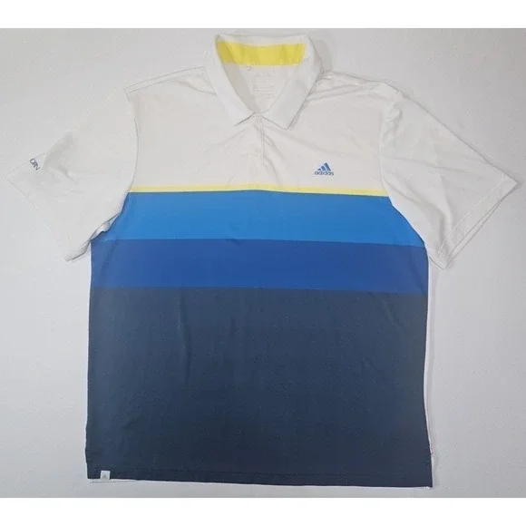 ADIDAS Colorblock Polo Golf Shirt SilverHorn Right Sleeve Embroidered - Men's XL
