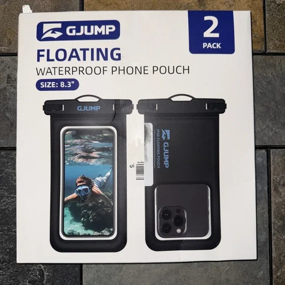 GJUMP Waterproof Phone Pouch Floating 2 Pack, IP68 Dry Bag Compatible Blue*2