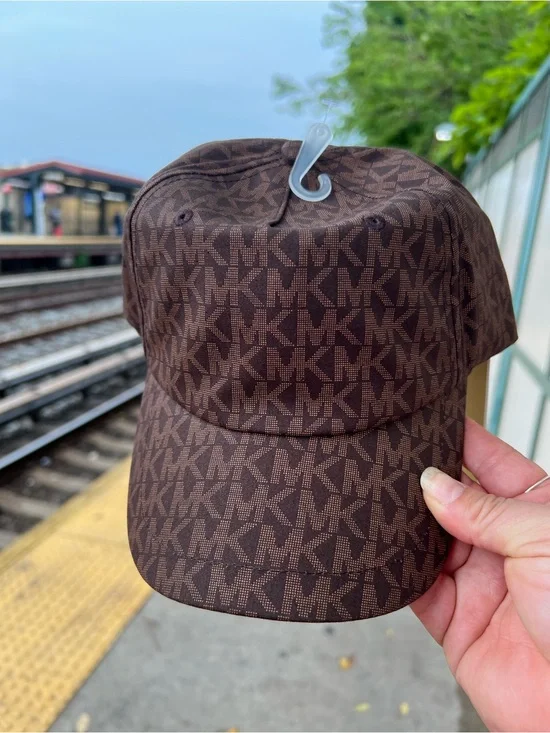 Michael Kors Dark Brown MK Monogram Baseball Cap