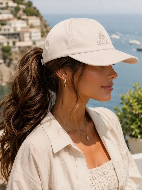 Loro Piana Cream Women's Baseball Cap with Embroidered Logo