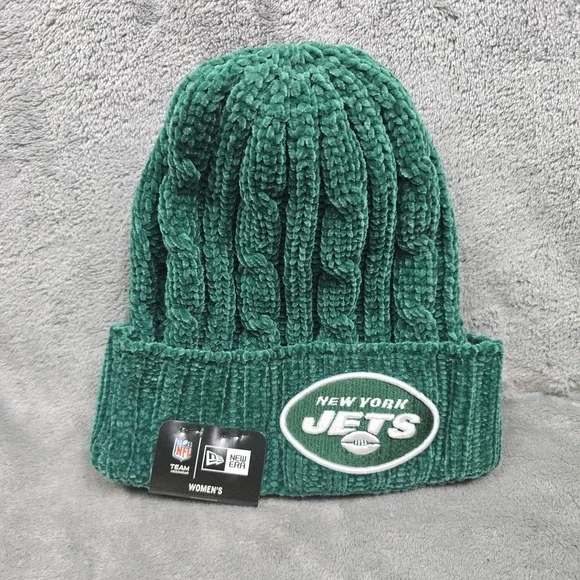 New Era New York Jets Knit Beanie Hat Womens Green/White NFL NWT Football