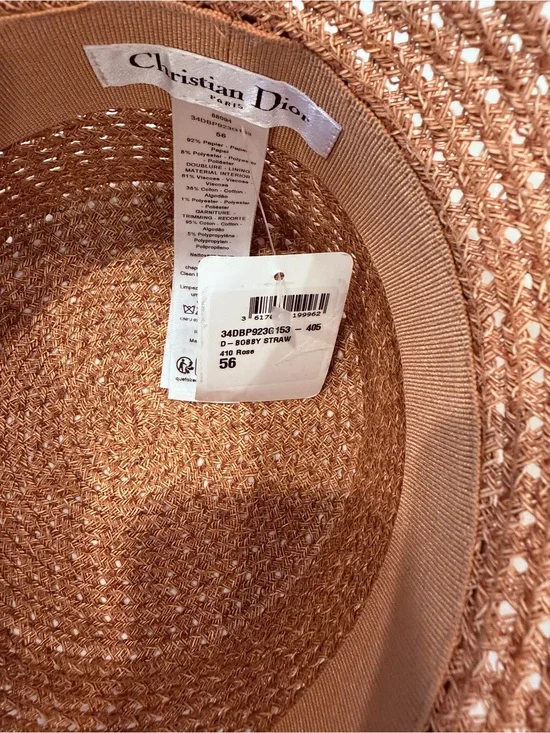 Dior Straw Bobby Hat in Rose Gold Tone