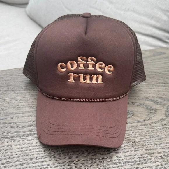Brown 'coffee run' Trucker Hat