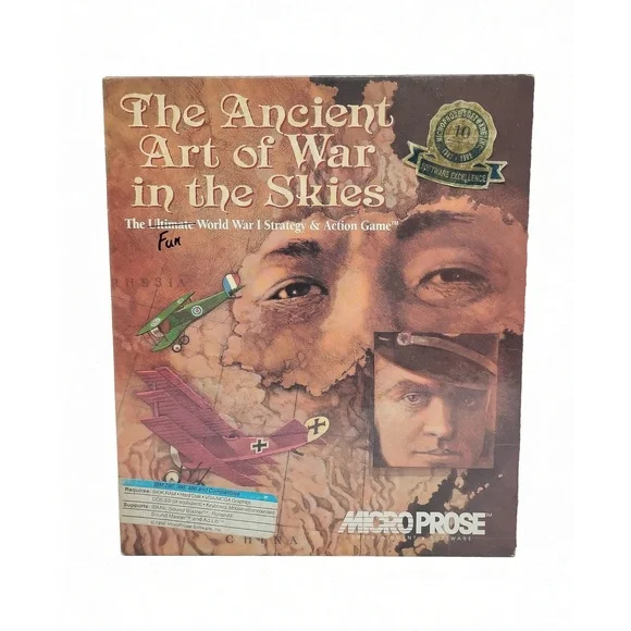 Vintage 1992 MicroProse The Ancient Art of War in the Skies WWI Aerial Sim Box