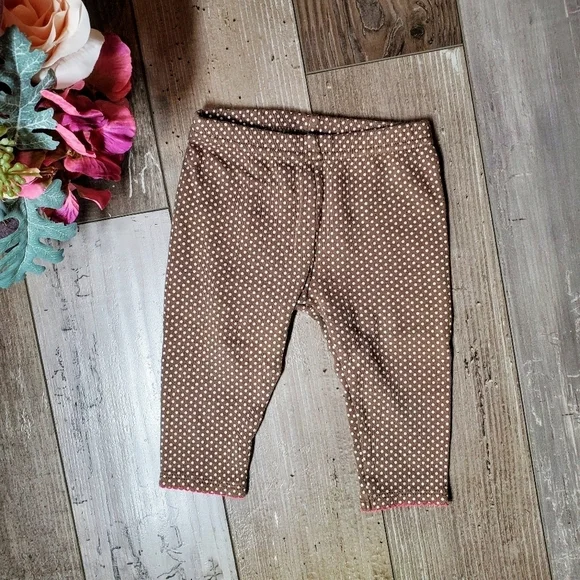 Child of Mine made by Carter's Brown Polka Dot Baby Girl Leggings Size 3-6m NWOT