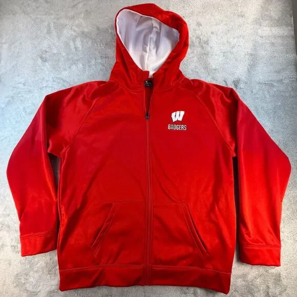 Colosseum Wisconsin Badgers Full Zip Hoodie Mens XXL Red Jacket