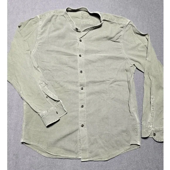 Abercrombie & Fitch Mens XL Olive Green‎ Button Up Long Sleeve Shirt Casual