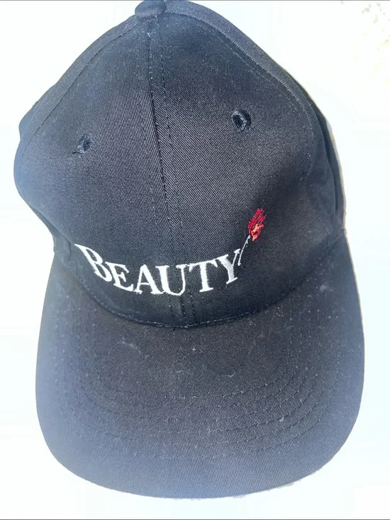 Disney Black 'Beauty' Embroidered Baseball Cap with Red Rose Accent