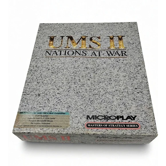 Vintage 90s MicroPlay UMS II Nations At War PC Game Big Box DOS Strategy Sim