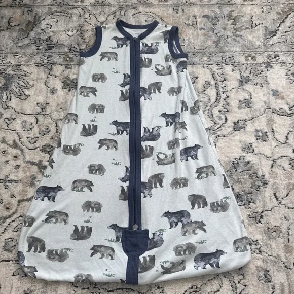 Burts Bees Baby Sleep Sack Pale Blue Bears 6-12 Months, 2 Way Zipper