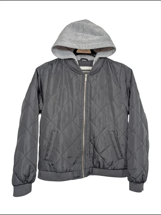 Carter's Kids 10 Gray Quilted Hooded Puffer Jacket Zup Up Fleece Lined