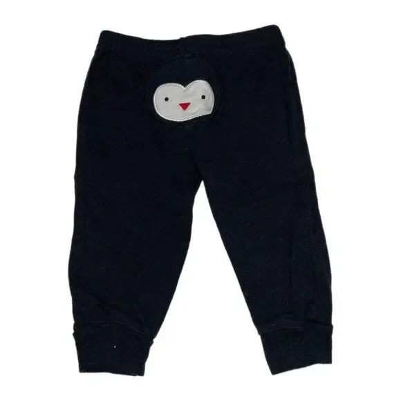 Child of Mine by Carter’s Casual Penguin Bottom Lounge Pants 6-9M Black