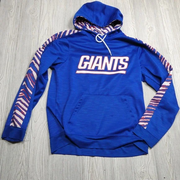 NFL Team Apparel New‎ York Giants Hoodie Adult Medium Blue Zebra Striped Arms