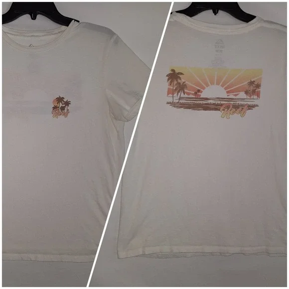 Reef T-Shirt Men's Size M Off White‎ Short Sleeve Crew Neck California Surf