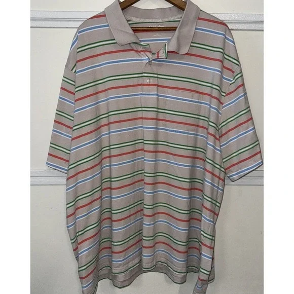 Saddlebred Big & Tall Mens 4X Polo Shirt‎ Striped Short Sleeve Golf Casual