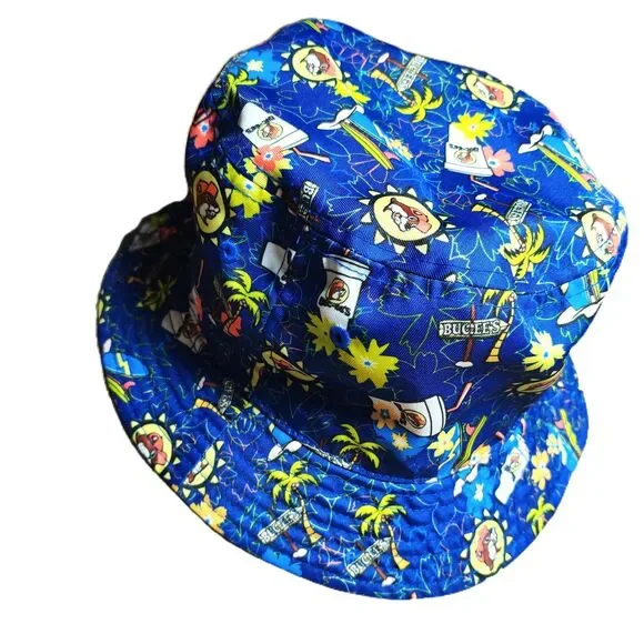 Buc-ee’s Blue Tropical Beaver Print Reversible Bucket Hat Adult One Size