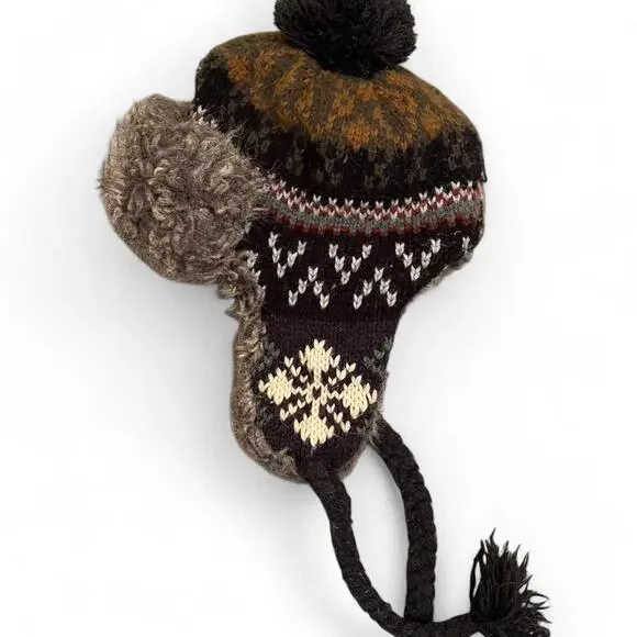Brown and black knit ear