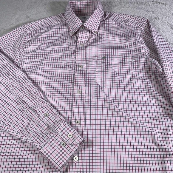 Southern Tide Shirt‎ Mens Medium Red Check Intercoastal Stretch Button Down LS