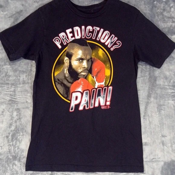 Rocky III Prediction? Pain! Shirt Mens Medium Black Mr. T Clubber Lang Movie Tee