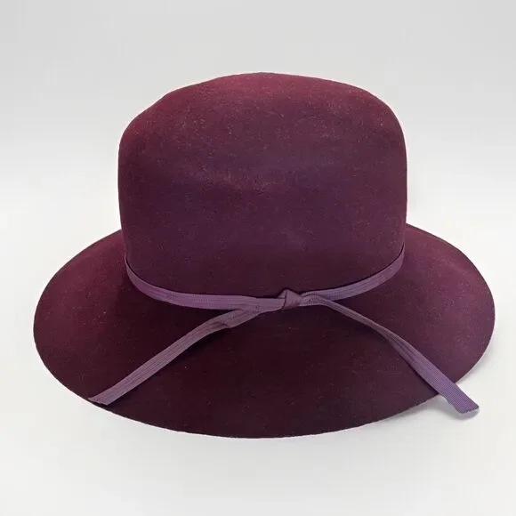 Vintage Banana Republic Safari Co 100% Wool Wide Brim Hat Burgundy Size L USA
