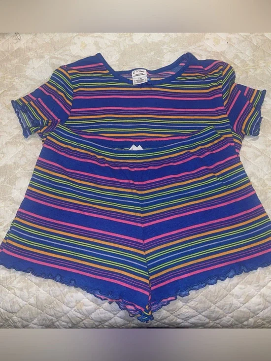 art class Girls Striped Pajama Set in Blue, Pink, Yellow, Green