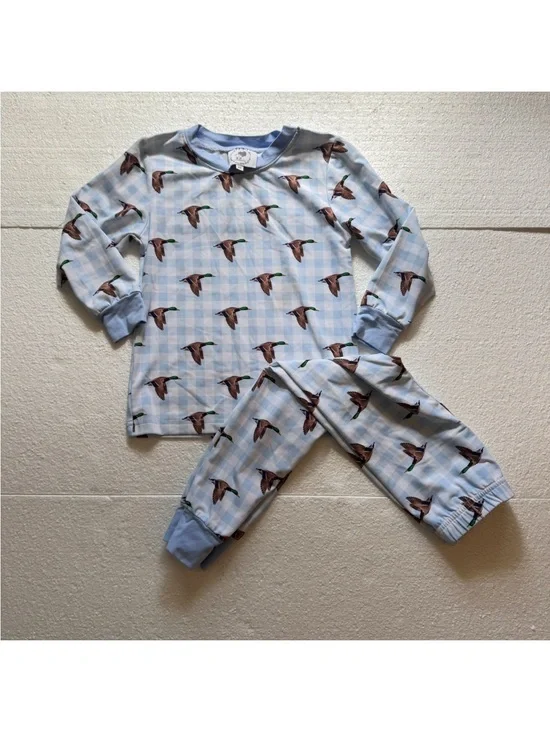 Boutique Gingham Mallard Pajama Set Boys 3T