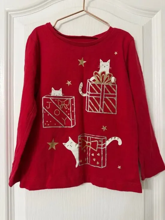Carter's Baby Girls' Christmas Cat Long Sleeve Tee size 3T