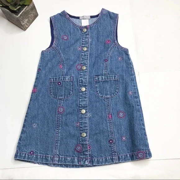 Carters floral snap front denim jumper/ dress