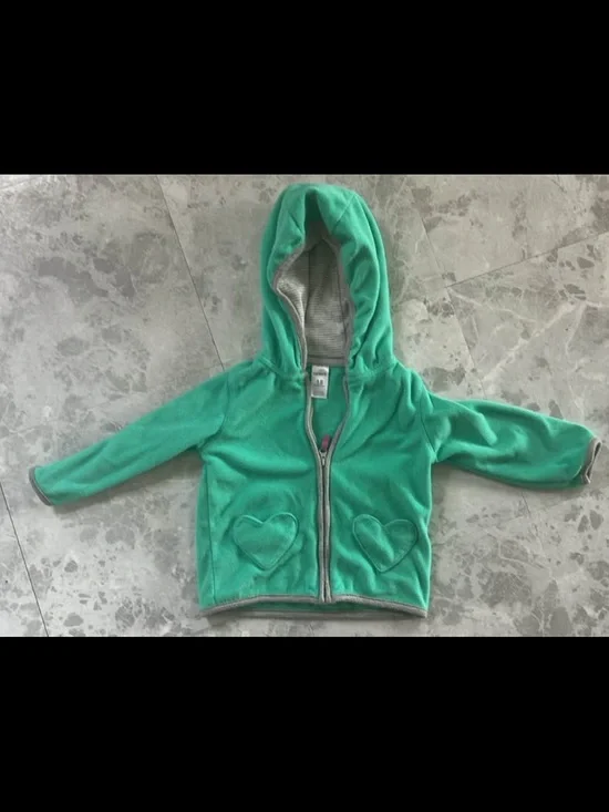 Carter's Mint Green Hooded Fleece Jacket with Heart Pockets