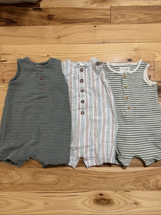 Carter's Toddler One-Piece Rompers in Olive, Stripe and Cream-Green