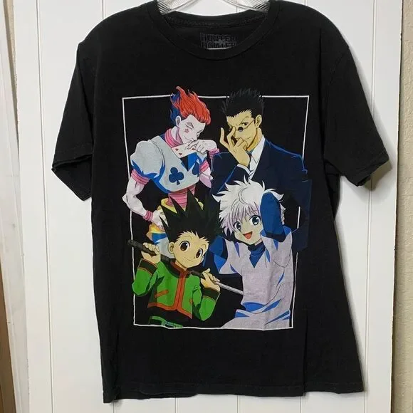 ANIME, Black Cotton T-Shirt, HUNTER