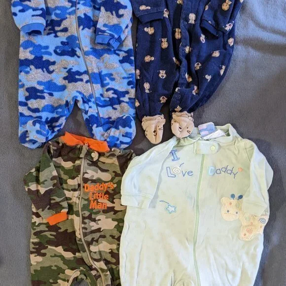 (4) Newborn sleepers pajamas‎ Footed one piece zip up