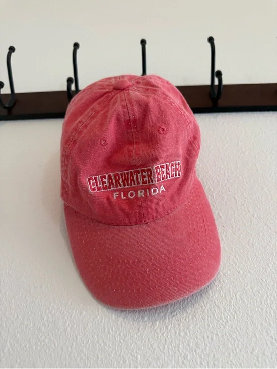Vintage Clearwater Beach Florida Washed Pink Dad Hat Cap