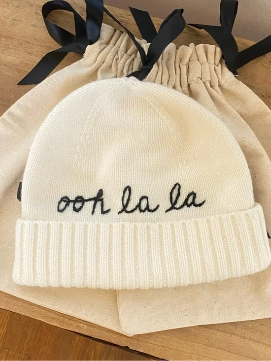 kate ♠️ Spade Cream Beanie with Black 