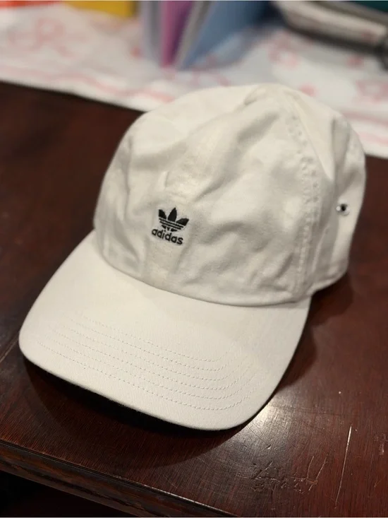adidas White and Black Trefoil Interior Baseball Cap
